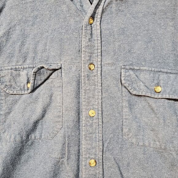 Lands' End Shirt Mens Large Blue Wool Regular Flap Chest Pockets Button Down - Picture 7 of 9